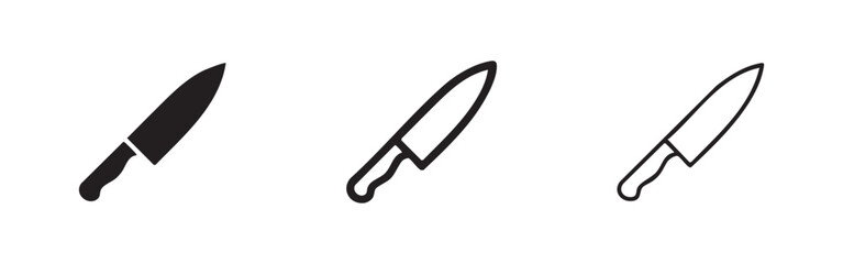 Fototapeta premium Kitchen Knife Icon Set - Cooking and Chef Tool Vector Symbols