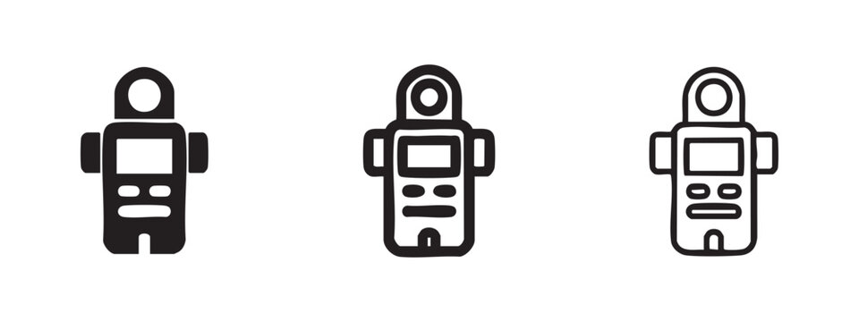 Light Meter Icon Set, Lux Meter Photography Equipment Symbol Collection, Brightness Outline and Glyph Vector