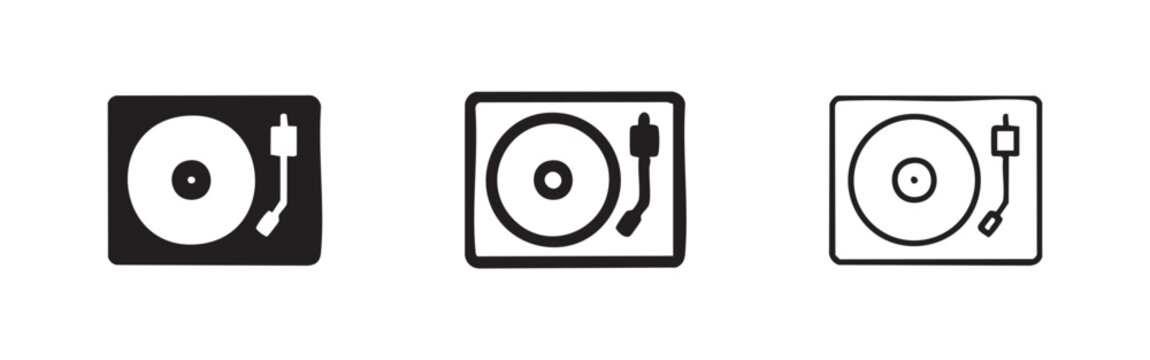 Vinyl Record Player Turntable Icon Set for Music Lovers