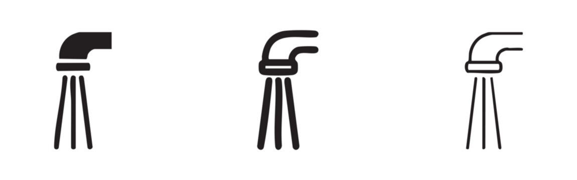 Shower Head Icon Set - Bathroom Plumbing and Water Flow Symbols