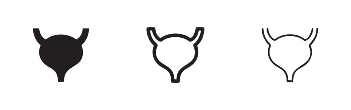 Bladder Icon Set - Human Urinary System and Urology Symbols