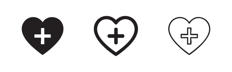 Obraz premium Health and Medical Care Icon Set, Wellness Plus Symbol, Healthcare Favorite Graphic