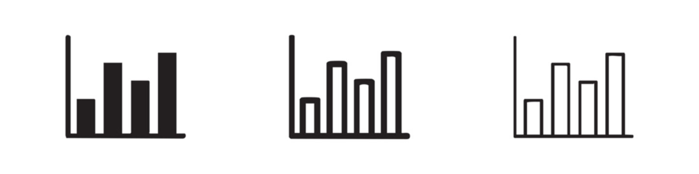 Bar Chart and Statistics Icon Set, Data Visualization Graphic Elements, Business Growth Diagram Symbols