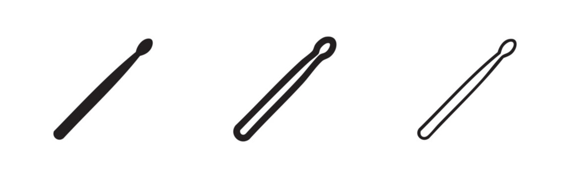 Drumstick or matchstick icon set in solid and outline styles, isolated on white.