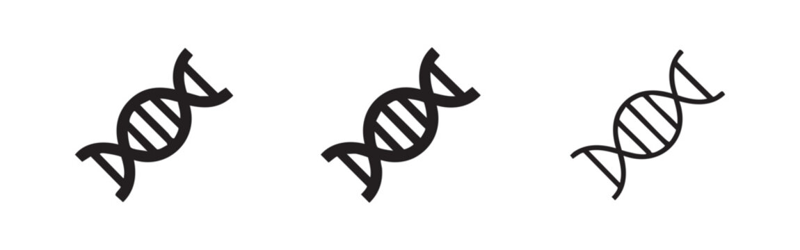 Icons of a DNA double helix in three styles: solid black, outlined black, and outlined white.