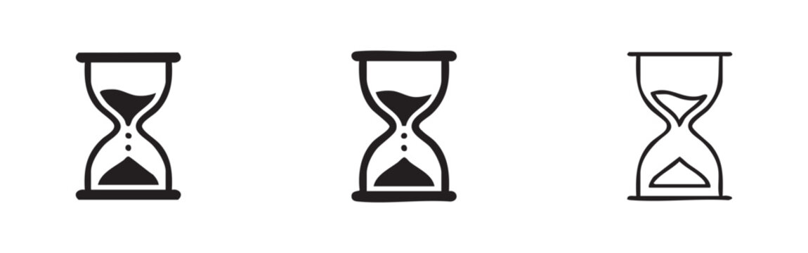 Hourglass Time Icon Set - Sand Clock Symbol for Time Management and Deadline, Vector Illustration