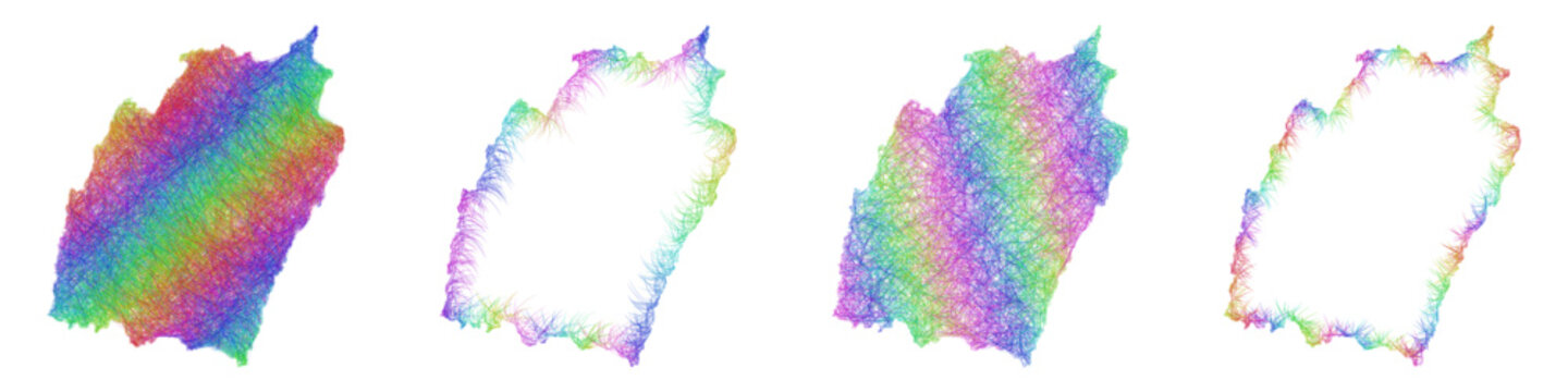 Rainbow color sketch Manipur map design set