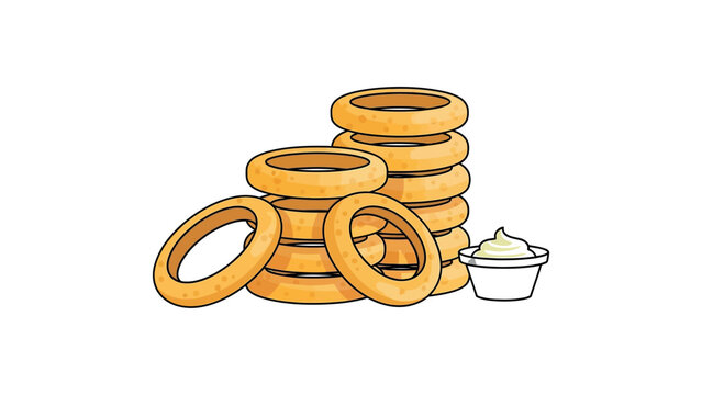 Stack of donuts with dipping sauce.