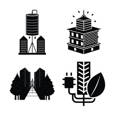 Obraz premium Smart City and Green Energy Sustainability Vector Icon Set