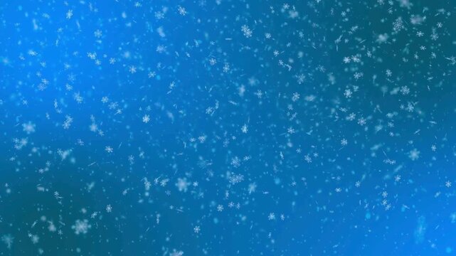 Falling Snowflakes Animation on Blue Background Winter Concept