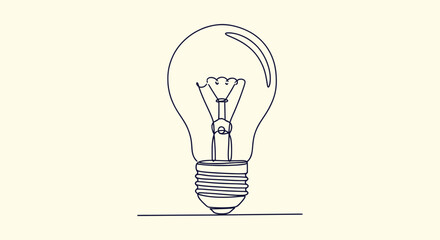 Minimalist continuous one line drawing of a classic light bulb symbol for creativity and big ideas © Salma