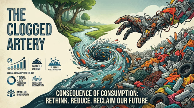 The Clogged Artery: A Graphic Message About Consumption and Future Health.