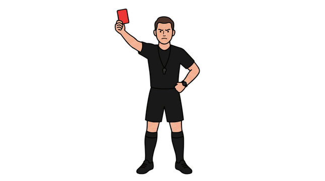 Soccer referee showing red card during a match, representing a foul or disciplinary action in football games, possibly for a Brazilian player in the 2026 World Championship tournament