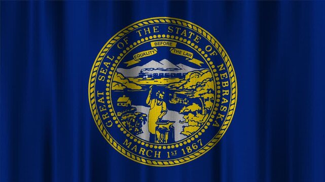 Nebraska Flag Animation With Fabric Texture