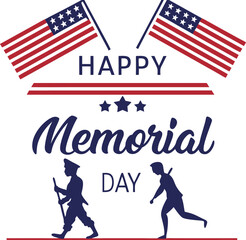 Fototapeta premium Happy memorial day text, typography, usa flag and memorial day elements design. USA flag, the Statue of Liberty fireworks, balloons, american illustrations and Tshirt design .