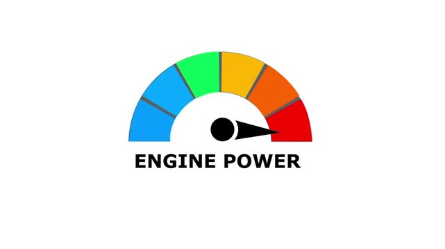 Engine power gauge featuring a black needle pointing to the red zone on a plain white background