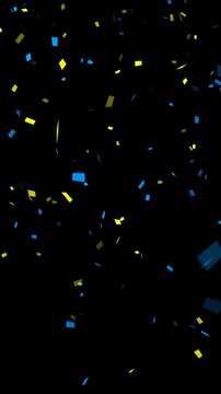 yellow blue confetti rain glowing isolated alpha channel animation,sale, oppening ,birthday party and anniversary celebration vertical social media overlay motion design element