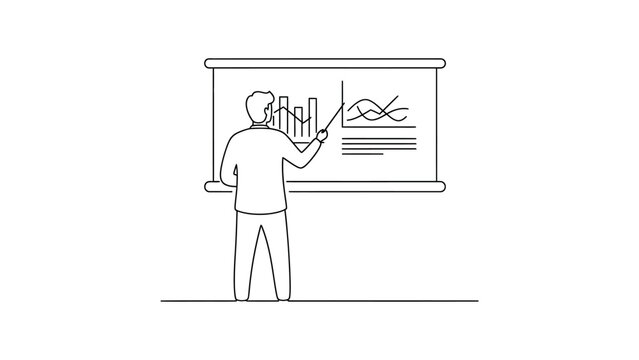 Man presenting on a projector screen.