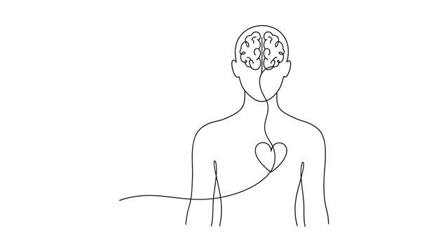 Human body with heart and brain.
