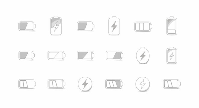 Battery icons with lightning bolts.