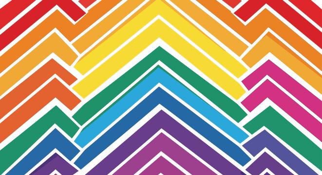 seamless rainbow stripe pattern creating a vibrant colorful background with modern abstract geometric chevron designs for graphic resources.