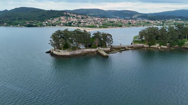 Aerial view of san simon and san anton islands in spain