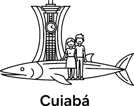 Cuiaba Brazil Landmark Featuring Couple and Fish