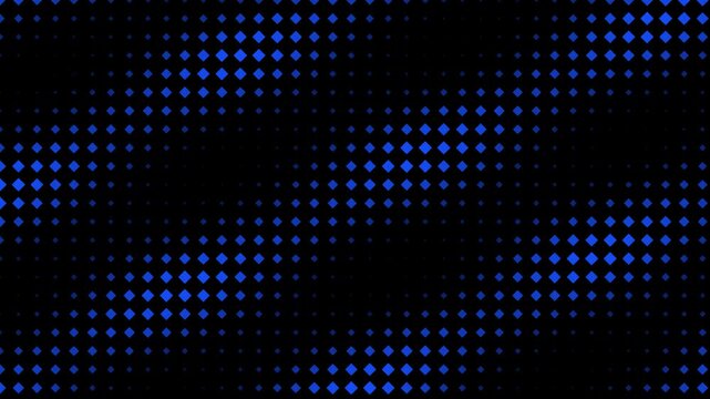 Blue diamond halftone pattern wave animation loop on black alpha channel background