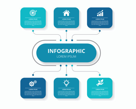 Infographic template with blue boxes and icons