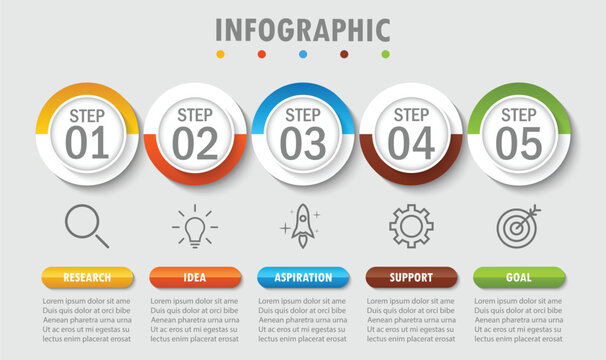 Infographic template with five steps