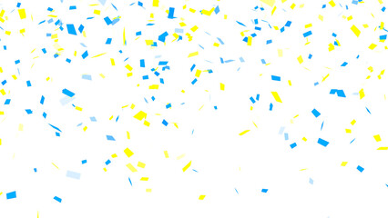 Fototapeta premium yellow blue confetti rain glowing isolated on transparent background,png sale, oppening ,birthday party and anniversary celebration social media overlay design element
