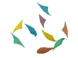 Naklejka premium Colorful paper scraps scattered isolated on transparent background for creative design projects