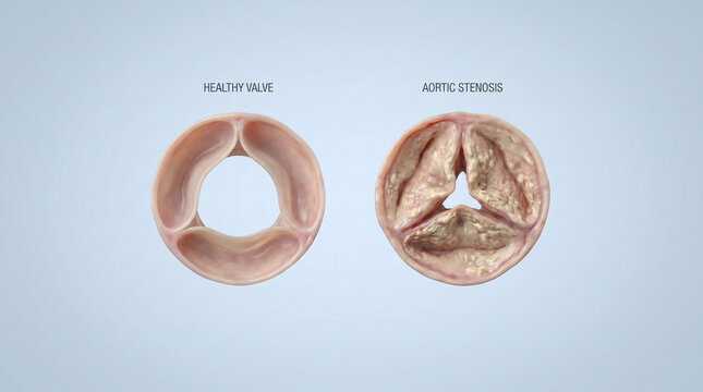 Aortic Valve Stenosis Medical Comparison Healthy vs Calcified Heart Valve