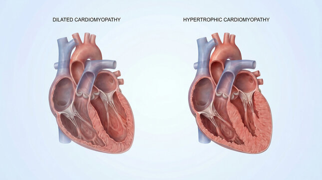 Dilated and Hypertrophic Cardiomyopathy Heart Pathology Anatomy