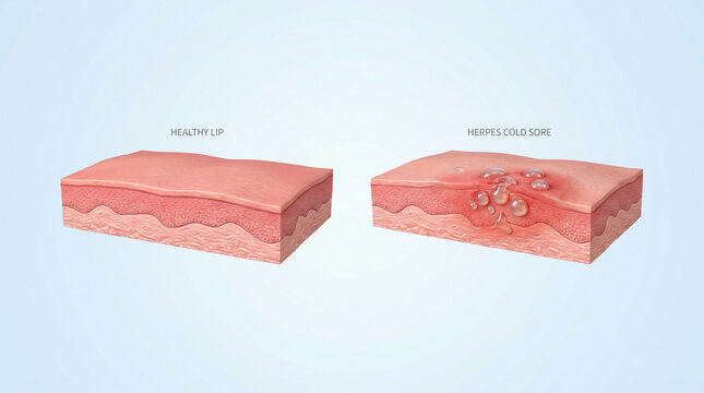 Herpes Simplex Virus Cold Sore Lip Blisters Illustration