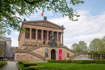 Fototapeta premium Berlin, Germany, 5 May 2026, Main facade of the Alte Nationalgalerie museum building on Museum Island in Berlin.