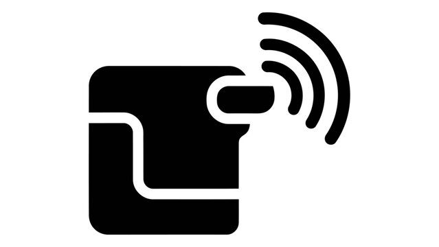 Contactless payment or rfid card icon, wireless signal symbol, isolated on white background