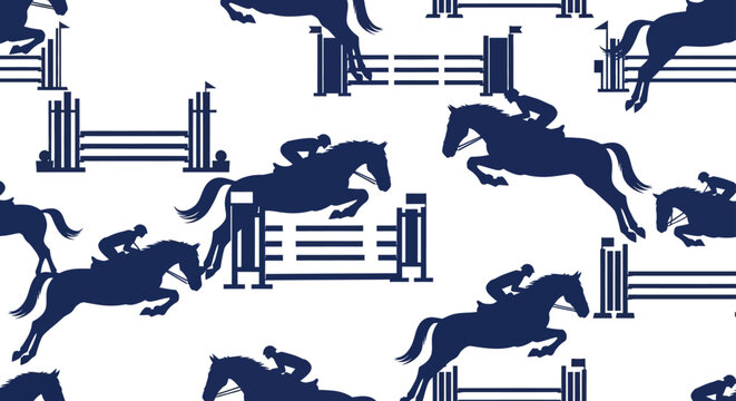 horse jumping over obstacles in equestrian competition equestrian sport silhouette pattern