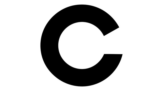 Letter c icon, simple flat design, bold black typography, minimalist graphic element for branding, logo, or signage