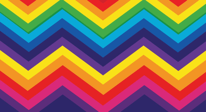 seamless rainbow stripe chevron pattern displaying a vibrant spectrum ideal for modern graphic design backgrounds and decorative elements.
