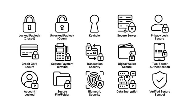 Security and privacy icons showing locks and authentication symbols
