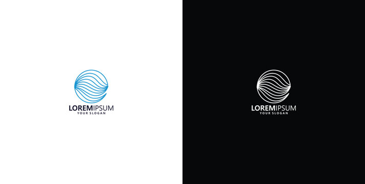 Logo design Abstract linear logo template. Wave flow logo symbol.