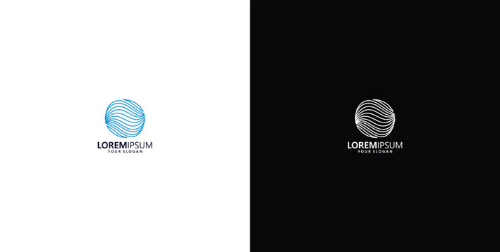 Logo design Abstract linear logo template. Wave flow logo symbol.