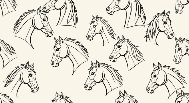 elegant horse head illustration seamless pattern equestrian art and design