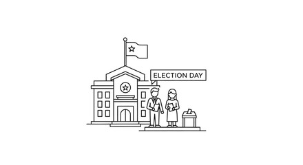 Fototapeta premium Election Day with Voters Outside Government Building