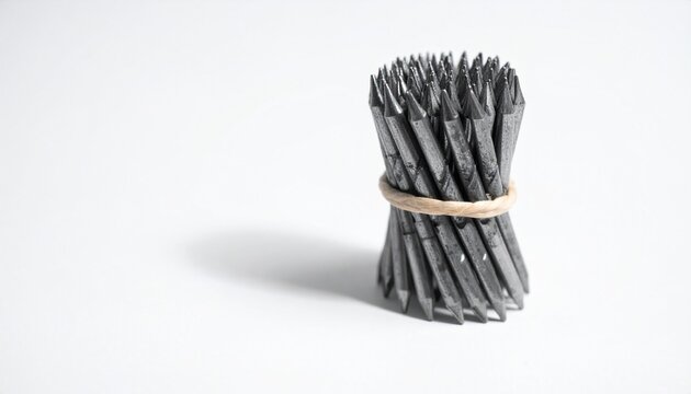 Bundle of metal tent pegs for camping