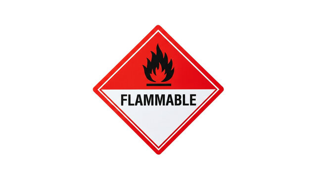 Flammable hazard warning sign isolated on transparent background png