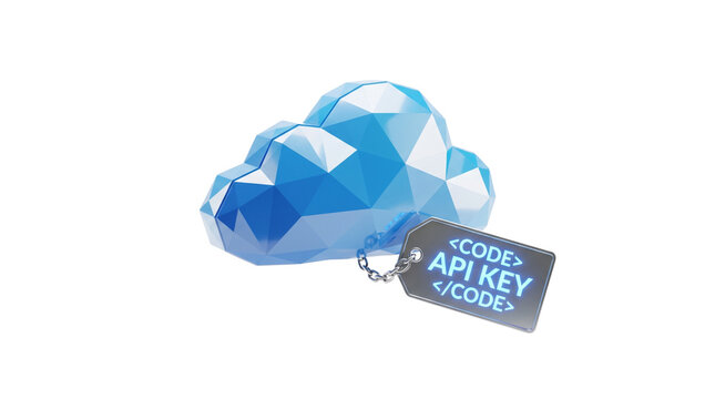Cloud API key security tag isolated on transparent background png