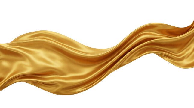 Elegant luxury flowing golden silk isolated on transparent background png