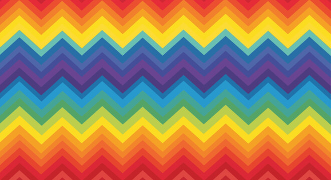 seamless rainbow stripe with vibrant colorful chevron pattern and bold zigzag lines forming an abstract spectrum background design.